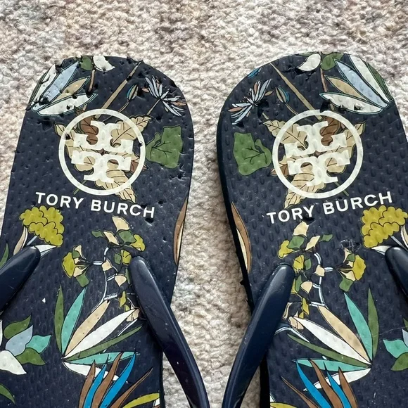 Tory Burch Botanical Print Flip Flops - Picture 2 of 3